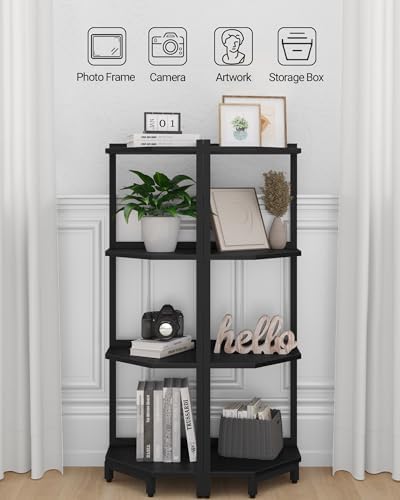 Hzuaneri Corner Shelf Stand 4-Tier Corner Bookshelf Storage Standing Shelf - Image 4