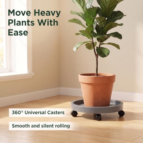WanderingDonkey 15.55” Outdoor Plant Caddy with Wheels - Heavy Duty Rolling Planter Stand for Patio, Garden, Deck & Outdoor Living Spaces - Image 6