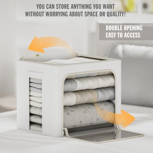 FHSQX 2 Pack Clothes Storage Bins, Ivory White, 15.7x11.8x9.8 Inch - Image 2