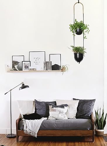 Modern Metal Hanging Planter for Indoor Outdoor Plants with Hook 2 Tier Boho Wall and Ceiling Flower Pots Baskets Holder Home Office Decor(Black) - Image 7