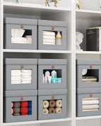 Homsorout Storage Bins with Lid – Closet Organizer with Side Opening and Clear Window, Foldable Stackable Fabric Basket for Clothes, Home, Office - 13.77" x 11.8" x 9.8", 5 Pack, Grey - Image 6