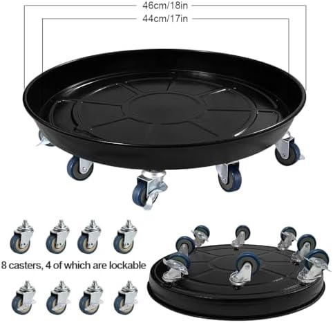 Rolling Plant Caddy Dolly with Wheels, 18" Heavy Duty Plant Stand on Casters for Planters, Wheeled Plant Roller Base for Indoor Outdoor Flower Pot, Black, 1 Pack - Image 3