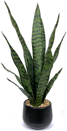Bird Fiy Artificial Snake Plant 22.5" Faux Agave Fake Sansevieria Artificial Potted Plants for Indoor and Outdoor Home Office Décor by BirdFiy