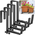 VOXOR Window Box Brackets, Adjustable Planter Box Brackets, Heavy Duty Iron Flower Box Brackets for Railings, with Enhanced Bottom Support - Perfect for Balconies, Fences, and Gardens (Black, 4 Pack) by VOXOR