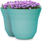 Headwind Traverse Planters – 14" 2 Pack Plastic Plant Pot in Surf Light Blue - Indoor & Outdoor Pots for Plants with Drainage - Decorative Plant Pot, Flower Pots Outdoor for Garden by Robert Allen by Headwind