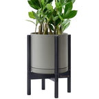 D'vine Dev Ceramic Pot with Ebony Wood Stand, Grey, 10 in, 55-B-L-3 by DvineDevPlanterPotsandStand