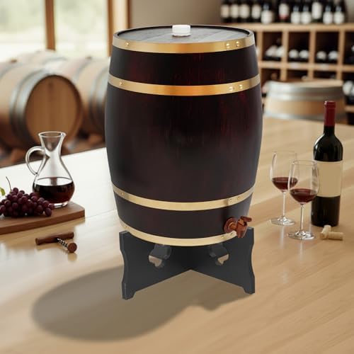 Wine Barrel, 7.93 Gal Wooden Whiskey Barrel with Stand & Spigot – Premium Pine Wood Liquor Dispenser for Home Brewing, Aging, Decor, Bourbon Barrel Style (Vintage Color, 30L) - Image 2