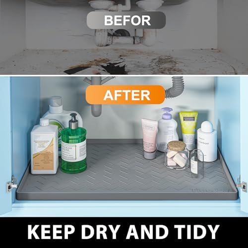 TigeJoy Under Sink Mats for Kitchen Waterproof 28" x 19", Cabinet Liner - Image 6
