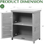 Outdoor Storage Cabinet & Potting Bench Table with Metal Top, Wooden Patio Furniture, Garden Workstation (Accent Grey, 36x31x17in) - Image 3