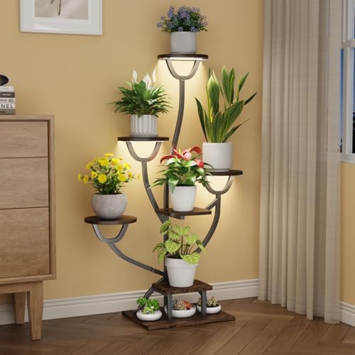 Plant Stand Indoor with Grow Lights, 44.2" Tall, 7 Tiered by CYXPHION