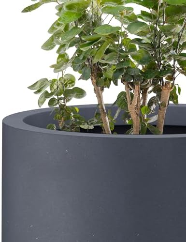 Kante 24 Inch Tall Concrete Planter (Set of 2), Outdoor Indoor Large Plant Pots with Drainage Hole and Rubber Plug for Home Garden Patio Porch Smooth Charcoal - Image 7