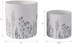 Home Decor Planters and Flower Pots – Planters for Indoor and Outdoor Decor with Wildflowers Design – Contemporary Plant Stand That Elevate Patio, Garden, and Room Decor Set of 2 – 8", 6" White & Navy - Image 4