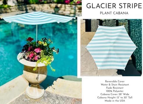 Fixed Plant Shade for Potted Plants 28" x 30" Outdoor Container Sun Shade Cover Premium Fabric Canopy with Fiberglass Frame & Soil Anchor Stripes & Solids Assembly Required - Image 3
