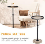 Small Side Table, Drink Table, Height Adjustable Round End Table, Pedestal Side Table for Small Spaces in Living Room, Bedroom, Grey - Image 7