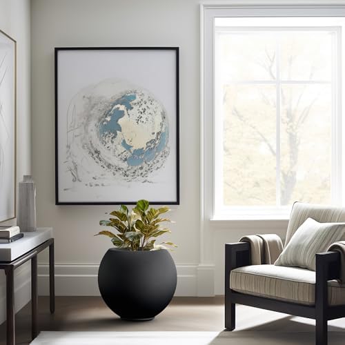 Kante Accent Round Sphere Black Concrete Planter 19.3" Dia, Outdoor - Image 3