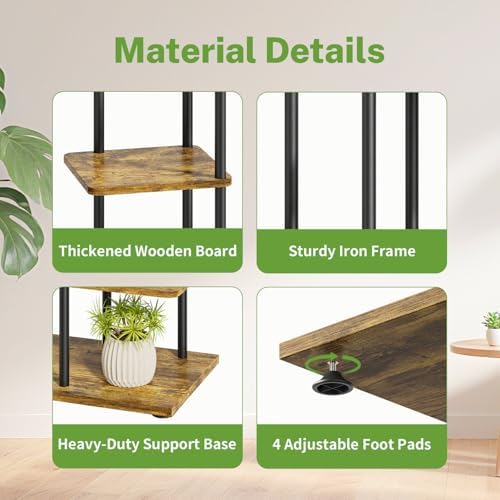 iDavosic.ly Plant Stand Indoor, 58 In Tall 7 Tier Corner Shelf, Black Brown - Image 3