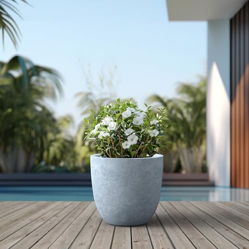 Kante Large Round Bowl Blue Gray Concrete Planter 18" Dia, Outdoor - Image 6