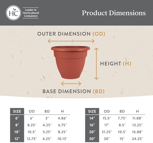 The HC Companies Caribbean Planter Pot - Outdoor & Indoor Plant Pot with Drainage Hole & Plug - Rolled Rim Plastic Pots for Plants & Flowers - Decorative Plant Pot (16" Warm Gray, Pack of 1) - Image 4