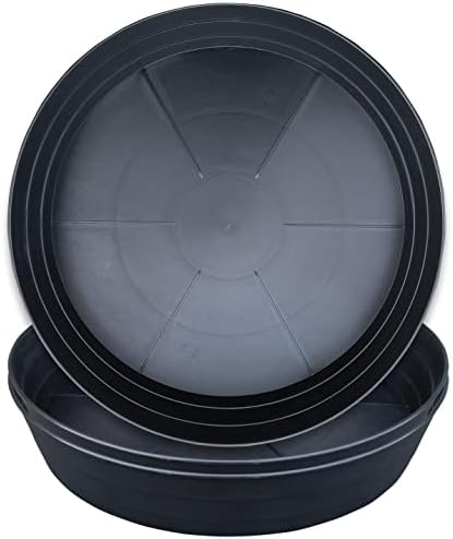 20 Inch Extra Large Plant Saucers, Extra-Deep 3.7 in Black Drip Trays for Flower Pot, Heavy Duty Drainage Tray Indoors No Holes, 3 Pack Plastic Planter Plate Water Catcher for Pots Base 16 17 18 in by MARYJANESPALACE