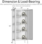 Polup 66" White Glass Display Cabinet, 3-Side Clear View for Collectibles - Image 3