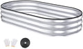 Raised Garden Bed, 6x3x1ft Galvanized Outdoor Planter Beds with Safety Edging and Gloves, Oval Metal Planter Box for Gardening Vegetables Flowers Herb-Silver by Patiobay