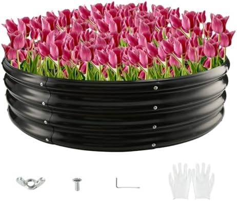 Round Galvanized Steel Fire Ring/Fir Pit for Outdoor,Durable Round Galvanized Steel Raised Garden Bed for Planting - 4×4×1FT,0.8MM Thick Black (47 ins Diameter x 12 ins high, Black) by zbzbml