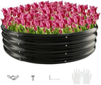 Round Galvanized Steel Fire Ring/Fir Pit for Outdoor,Durable Round Galvanized Steel Raised Garden Bed for Planting - 4×4×1FT,0.8MM Thick Black (47 ins Diameter x 12 ins high, Black) by zbzbml