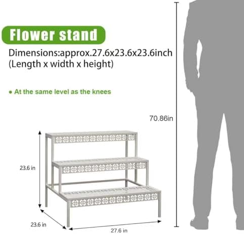 Garden 4 you 3-Tier Rectangular Metal Plant Stand, Ladder Flower Pot Rack - Image 2