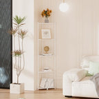 Wisuce Bamboo Tall Corner Shelf Stand, 5-Tier White Corner Bookshelf - Image 6