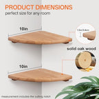 Floating Corner Shelves for Wall Set 2 10inch Solid Oak Rounded Corner Shelves Wall Mounted with Cable Hole Wood Corner Hanging Shelves for Living Room Bedroom Bathroom Kitchen - Image 6