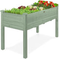 Best Choice Products 48x24x30in Raised Garden Bed, Elevated Wood Planter Box Stand for Backyard, Patio, Balcony w/Bed Liner, 200lb Capacity - Sage by BestChoiceProducts