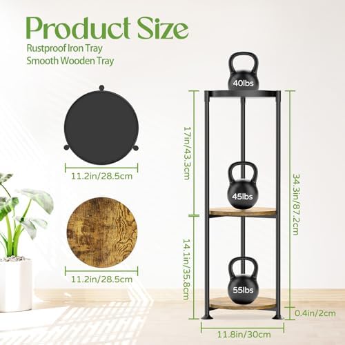 iDavosic.ly 3 Tier Corner Metal Plant Stand Indoor, 34 In Tall, Black Brown - Image 2