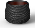 Kante Accent Round Curved Black Concrete Planter 17.3" Dia, Outdoor by Unknown