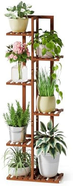 ROSSNY 48 Inch Tall Bamboo Plant Stand for Indoor, 6 Tier 7 Potted, Brown by ROSSNY