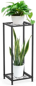 2 Tier Tall Metal Plant Stand Indoor Outdoor, Square Stand (Black) by FVFVAHO