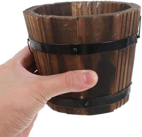 GANAZONO Wooden Whiskey Barrel Planter 6-Pack Round Outdoor Garden Flower Pots Rustic Wood Planters for Patio Lawn Decor 10.5 Inch Diameter - Image 7
