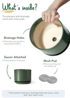 LE TAUCI 6.8 Inch Ceramic Pots for Plants, Indoor Plant Pot, Forest Green - Image 3