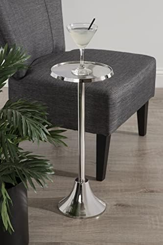 Kate and Laurel Sanzo Modern Pedestal Side Table; 9 x 9 x 23; Silver; Decorative End Table with Sleek Tabletop - Image 5