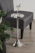 Kate and Laurel Sanzo Modern Pedestal Side Table; 9 x 9 x 23; Silver; Decorative End Table with Sleek Tabletop - Image 5