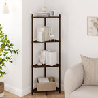 Wisuce Brown Small Corner Shelf Stand, 4-Tier Bamboo Corner Bookshelf - Image 5