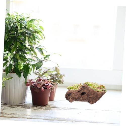 Milisten Vintage Cement Tree Stump Planter Retro Decorative Pot for Plants - Image 6