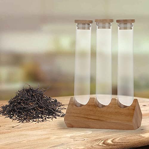 Cereals Canister Test Tubes with Sealed Wooden Caps Plant Propagation Glass Containers for Coffee and Tea Display and Scientific Experiments (3 Tubes) - Image 5