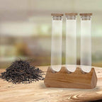 Cereals Canister Test Tubes with Sealed Wooden Caps Plant Propagation Glass Containers for Coffee and Tea Display and Scientific Experiments (3 Tubes) - Image 5