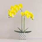 Artificial Orchids Silver Vases Orchids Artificial Flowers Yellow Orchid Height 20 inches - Image 2