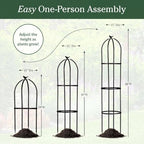 Evergreen Metal Garden Obelisk Trellis for Climbing Plants Outdoor, Indoor Plant Trellis for Potted Plants, Floral Pattern Arch Trellis (Black, 7 ft. Round) - Image 3