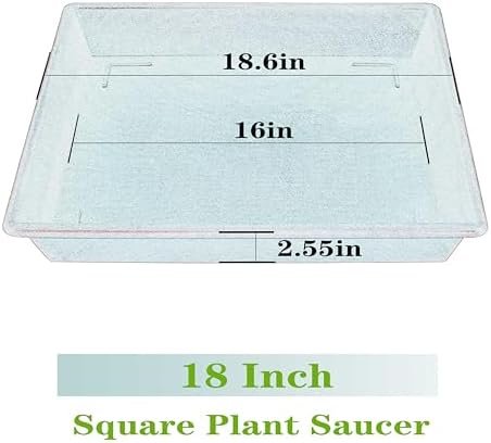 NIMYAU Square Plant Saucer 18 Inch 2 Pack 10 14 16 18 20 Extra Large Plant Trays for Pots Heavy Duty Plastic Plant Saucers for Indoors Outdoors, Flower Pot No Holes Plant Drip Trays - Image 2