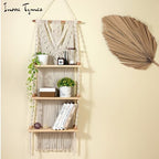 Macrame Wall Hanging Shelf 3 Tier - Boho Bedroom Decor | Macrame Wall Decor | Boho Shelf Decor, Hanging Shelves for Wall, Woven Rope Floating Wood Shelves & Storage for Small Plants - Image 6