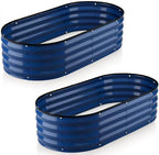Plant & Plot Galvanized Raised Garden Beds Outdoor // 4×2×1 ft (2-Pack) Planter Raised Beds for Gardening, Vegetables, Flowers // Large Metal Garden Box // Patented Tool-Free Design (Navy) by PlantPlot