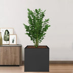 CNCEST 24 Inch Square Galvanized Steel Garden Planter Box Black - Image 6