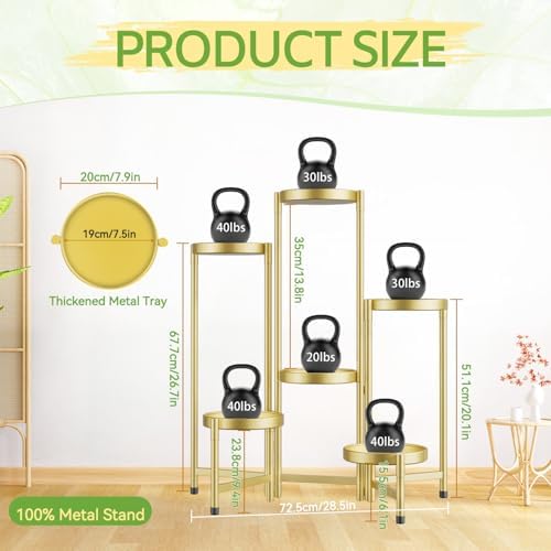 iDavosic.ly Plant Stand Indoor Outdoor, 6 Tier Metal Corner Shelf, Gold - Image 3